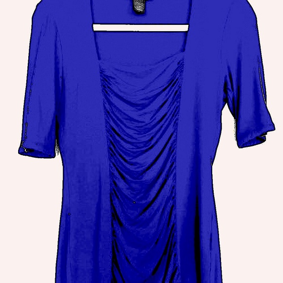 WHBM XS-S No wrinkle roughed brilliant blue top - Picture 2 of 4